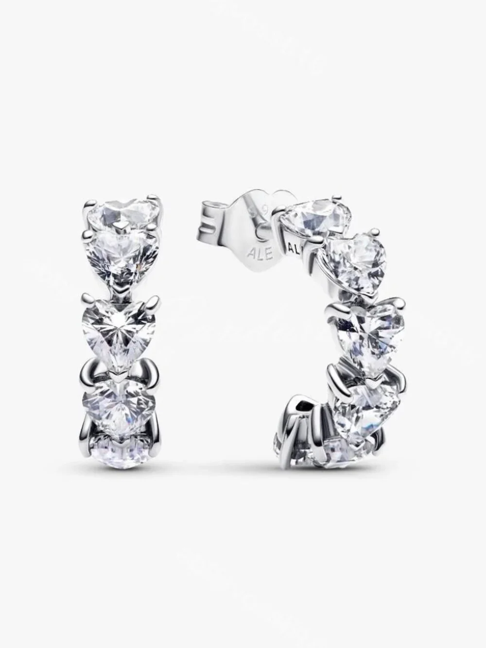 Pandora Sparkling Hearts Open Hoop Earrings